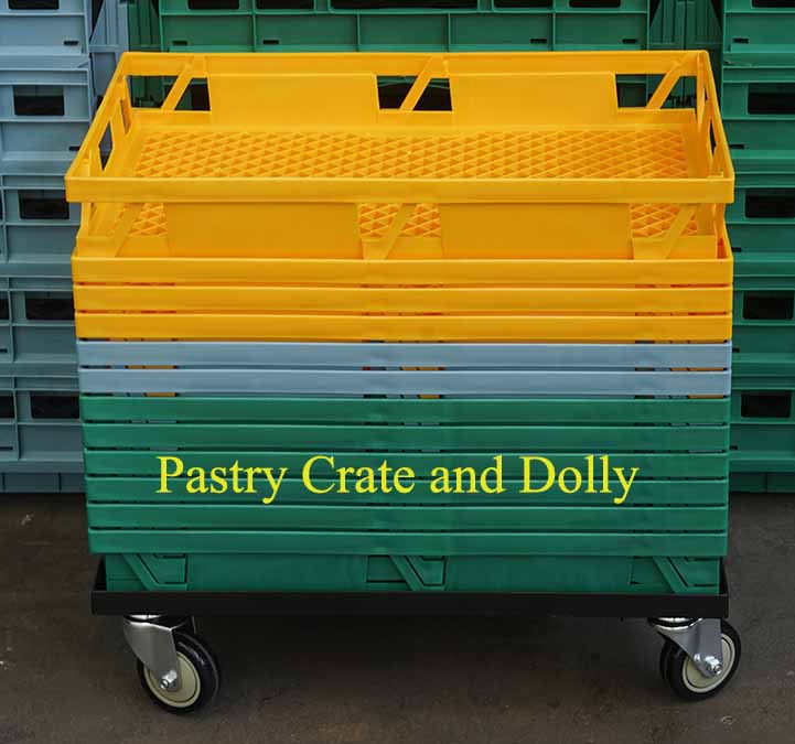 Bakers crates nested on a dolly